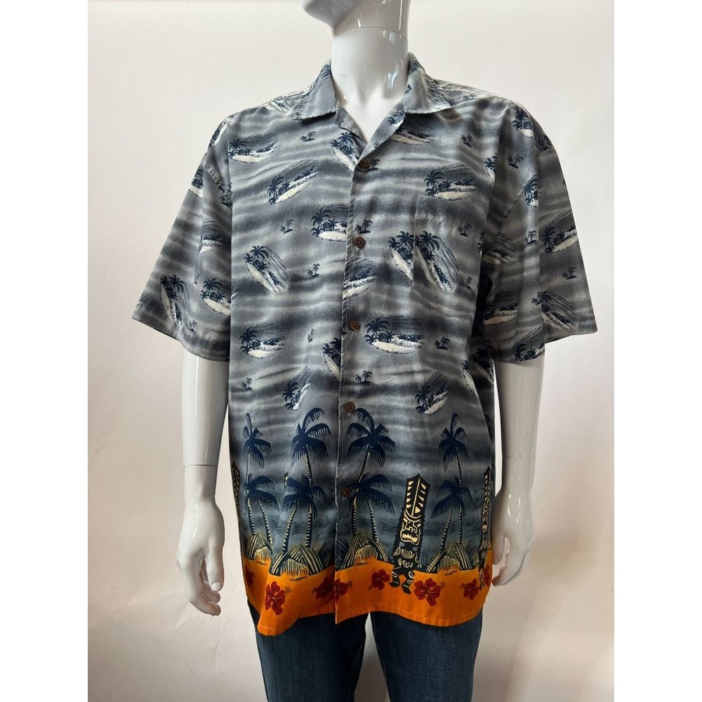 Montage Hawaiian Tiki Shirt  Size XL Black  Hawaiian Tiki Polyester